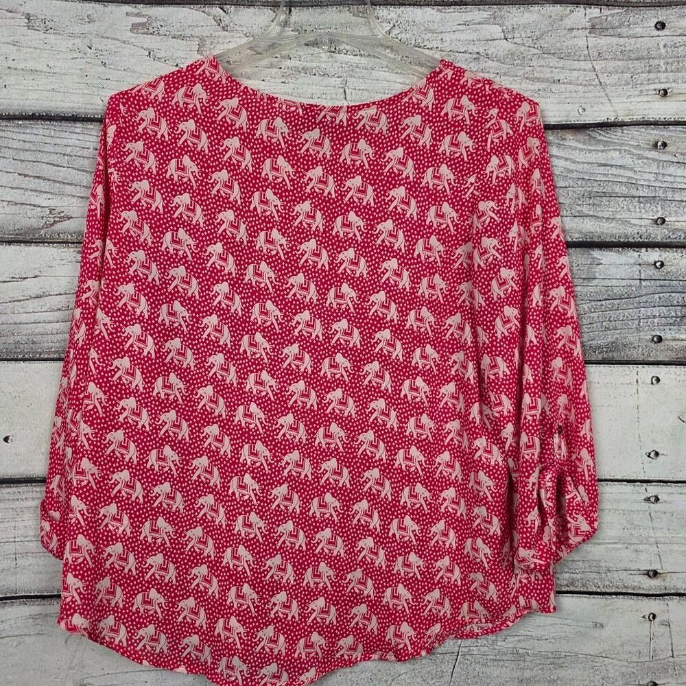 MIX by 41 Hawthorn Elephant Print Blouse Long Sleeve L - Picture 4 of 8